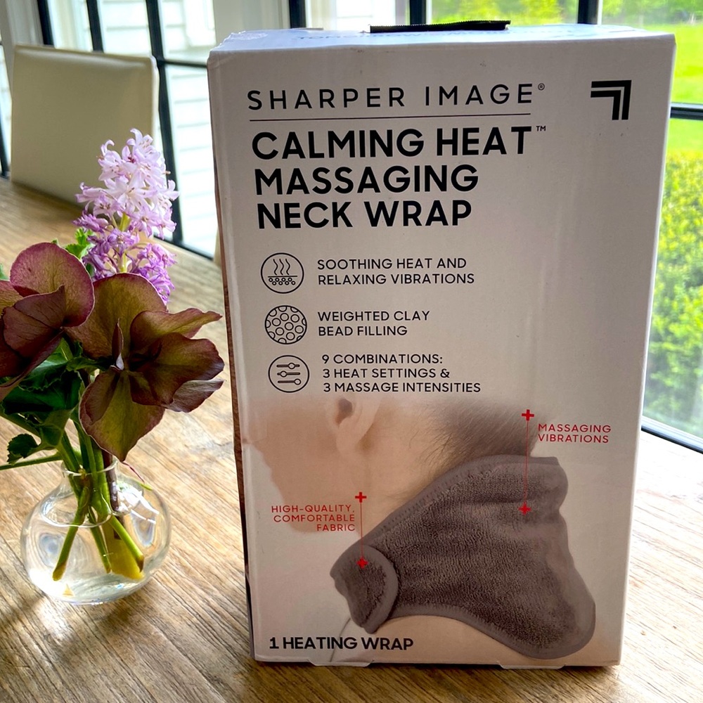 Calming heat massaging neck wrap